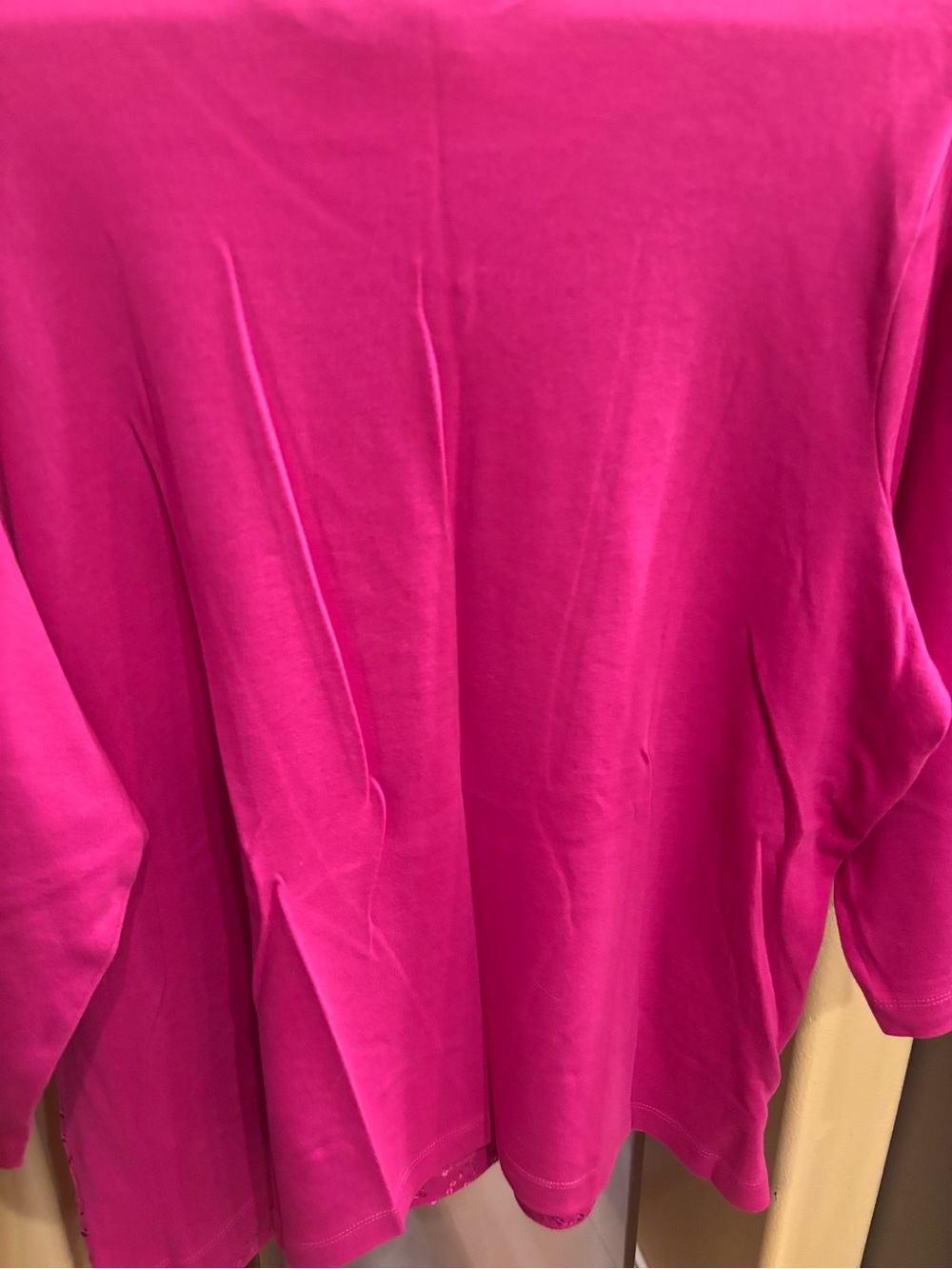 Quacker Factory Hot Pink Sequin V-Neck Pullover - Picture 3 of 5